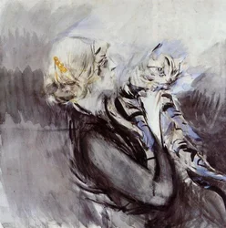 Frau mit Katze